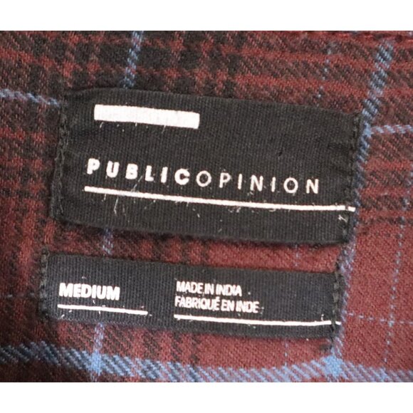 Mens Public Opinion Medium Red & Blue Plaid Button-Down Cotton Shirt - Picture 3 of 10